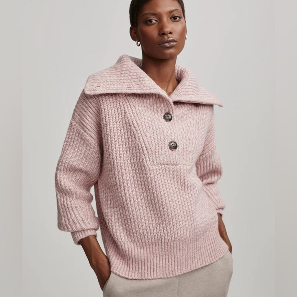 Varley Pink Cowl Neck Sweater